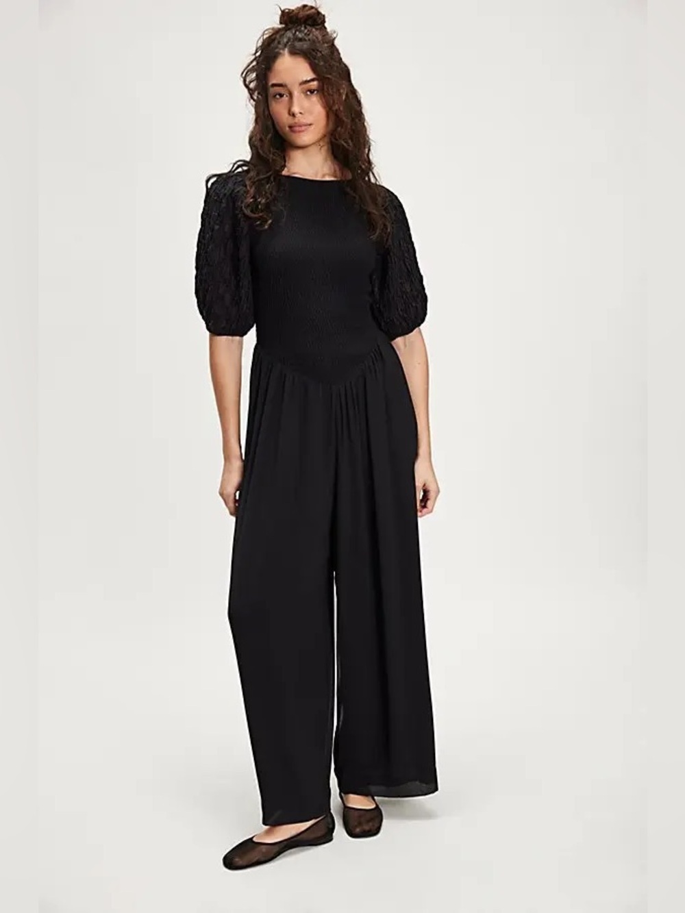 Free People Temperley Jumpsuit Black Ruched‎ Small